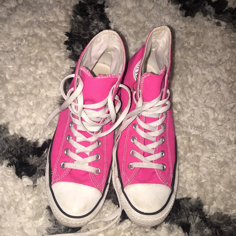 Pink high top converse